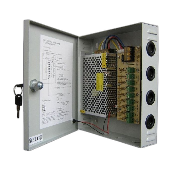 موزع كهرباء كاميرات CCTV Power Supply Box 12v 10a 9ch