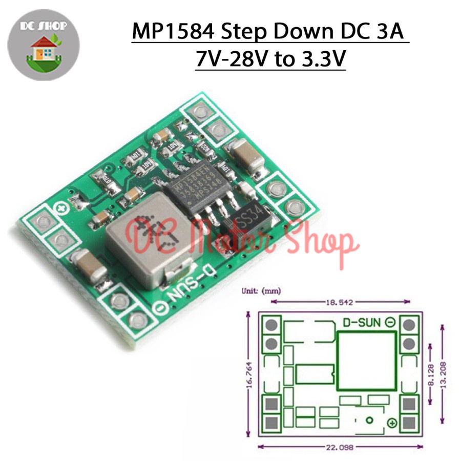 D6 mini power step down DC-DC MP1584 3A   24V turn 12v 9V 5V 3V