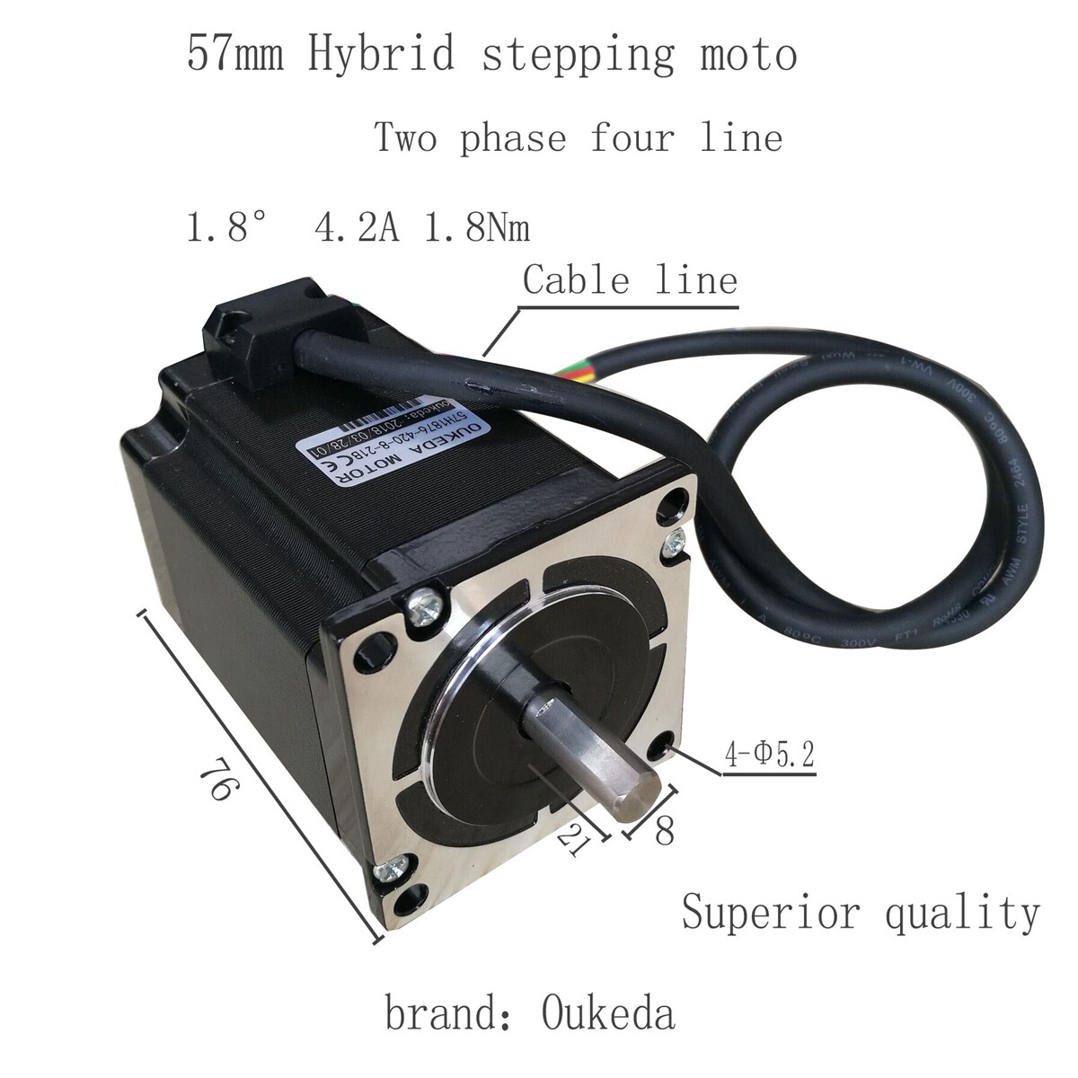 NEMA 23 Bipolar Stepper Motor (Model: 57BYGH76) محرك خطوي