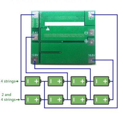 SP8 4S 40A Li-ion BMS Battery Protection for 18650 لوحة حماية بطاريات لاربعة خلايا