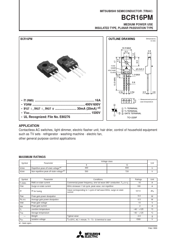 VG1 BCR 16PM- triac