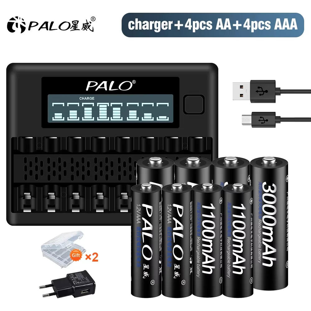 PALO AA 3000mAh battry شحن 1 قطع