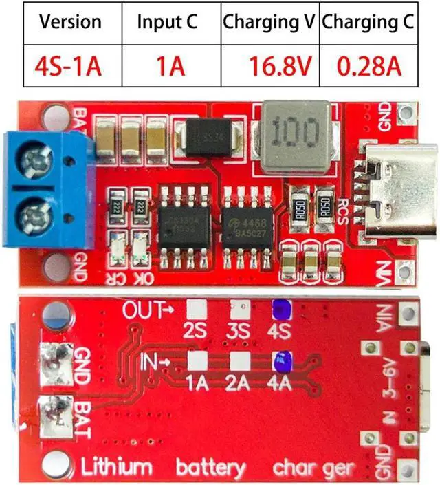 v8 4S 16.8V Step-Up Boost Li-ion Battery Charger Module (Type-C) لوحة شحن بطاريات ليثيوم
