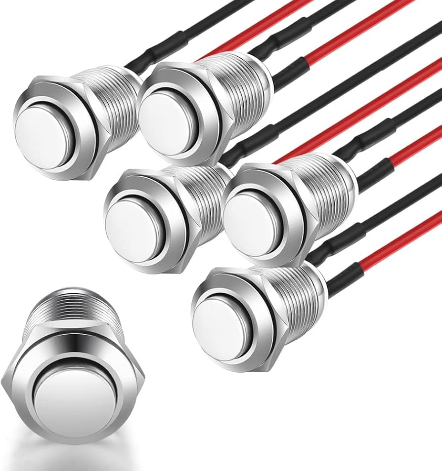 مفتاح ضغط معدني مضيئ Metal Push Button 12mm 12v-24v