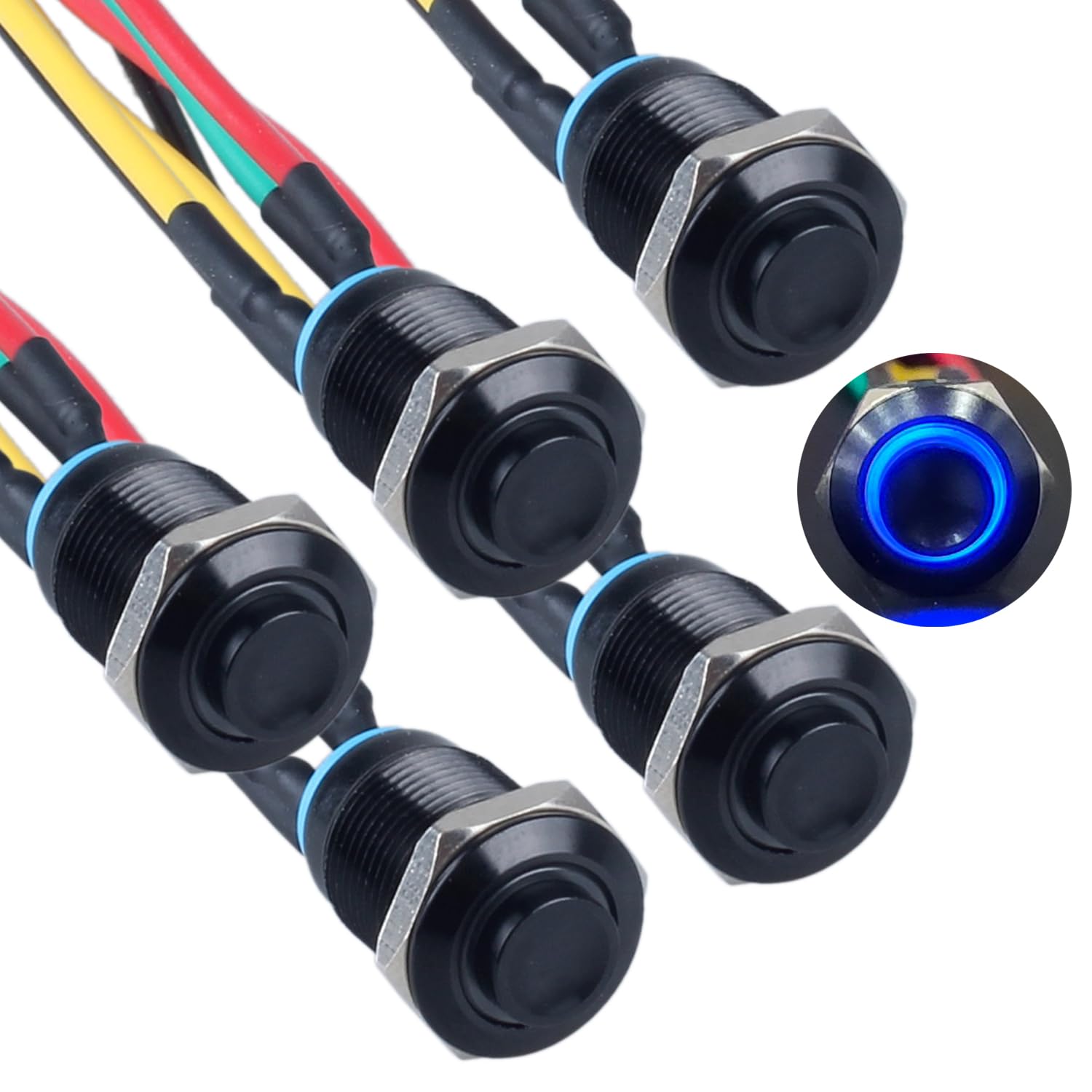 مفتاح كهربائي معدني مضيئ Metal SWITCH 12mm 12v-24v