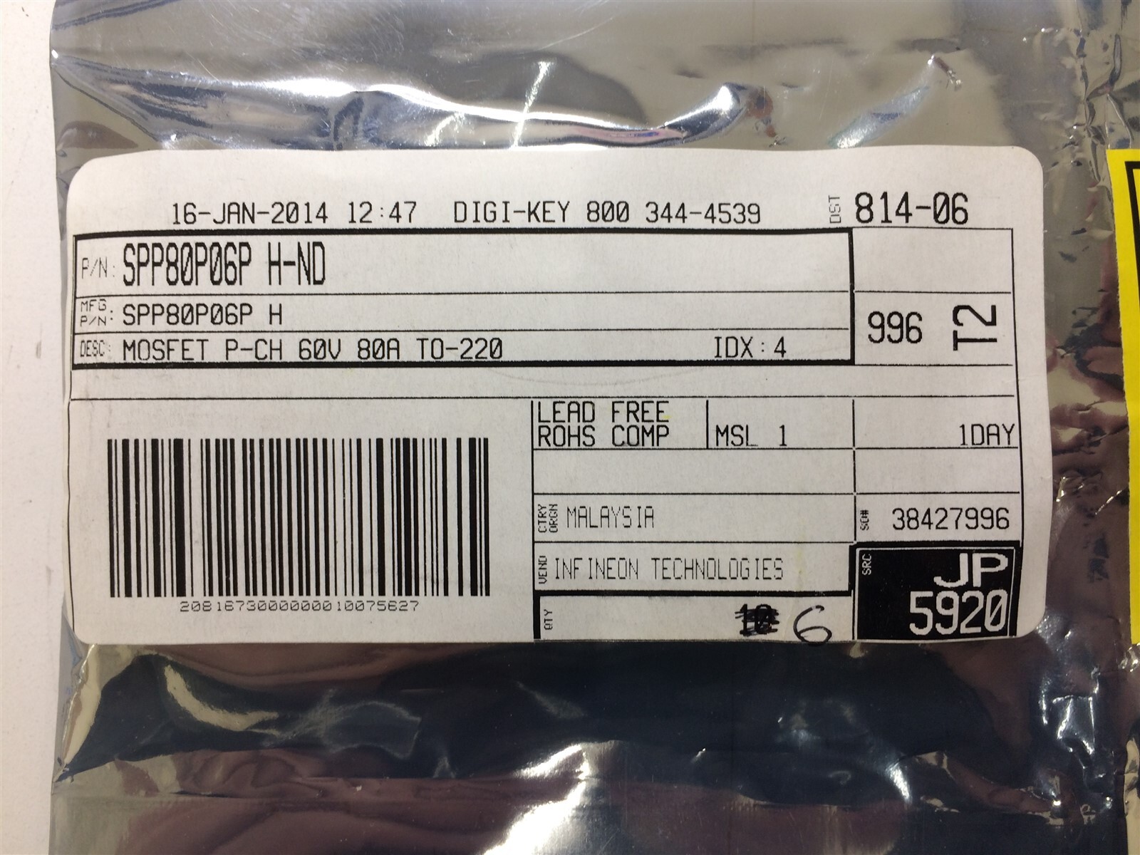 VF5 -  mosfet  p-ch-SPP80P06P  80A 60V