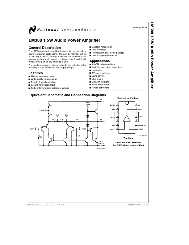 MM22 LM388  Audio Power Amplifier