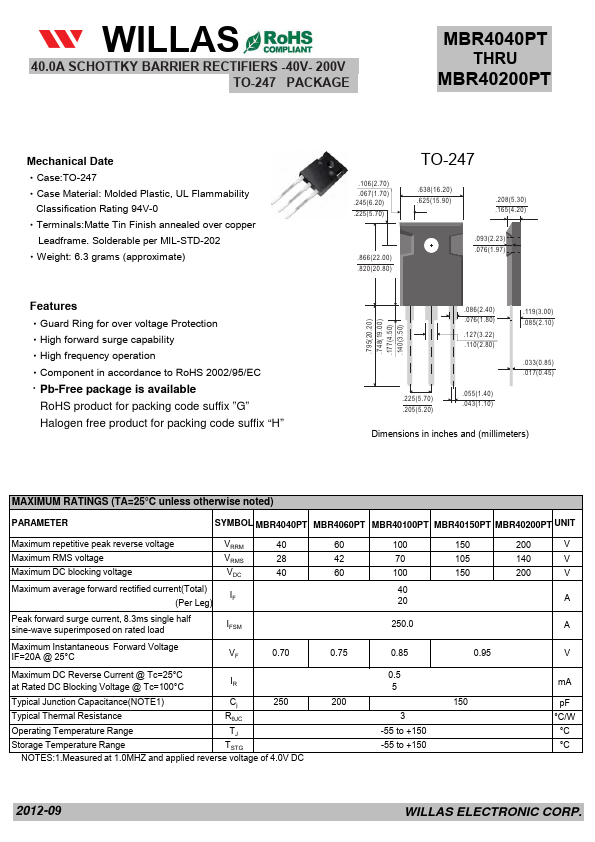 SM8 MBR40200PT Schottky fairchilr