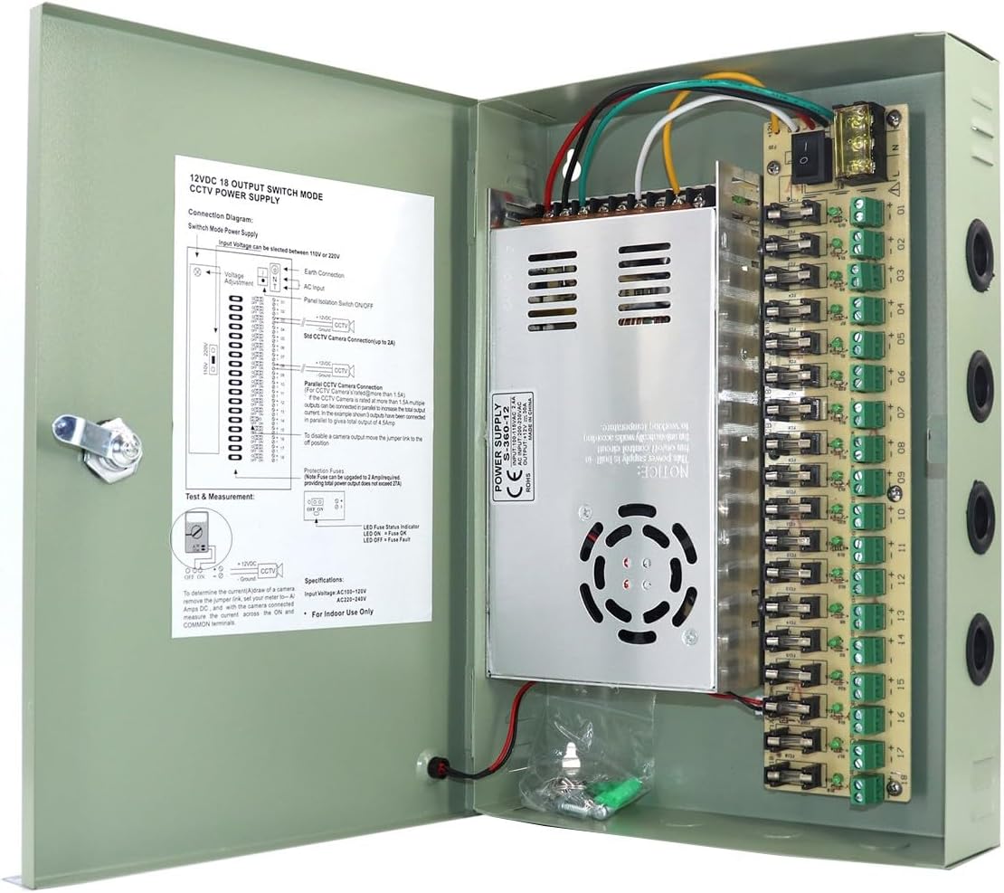 موزع كهرباء كاميرات CCTV Power Supply Box 12v 30a 18ch