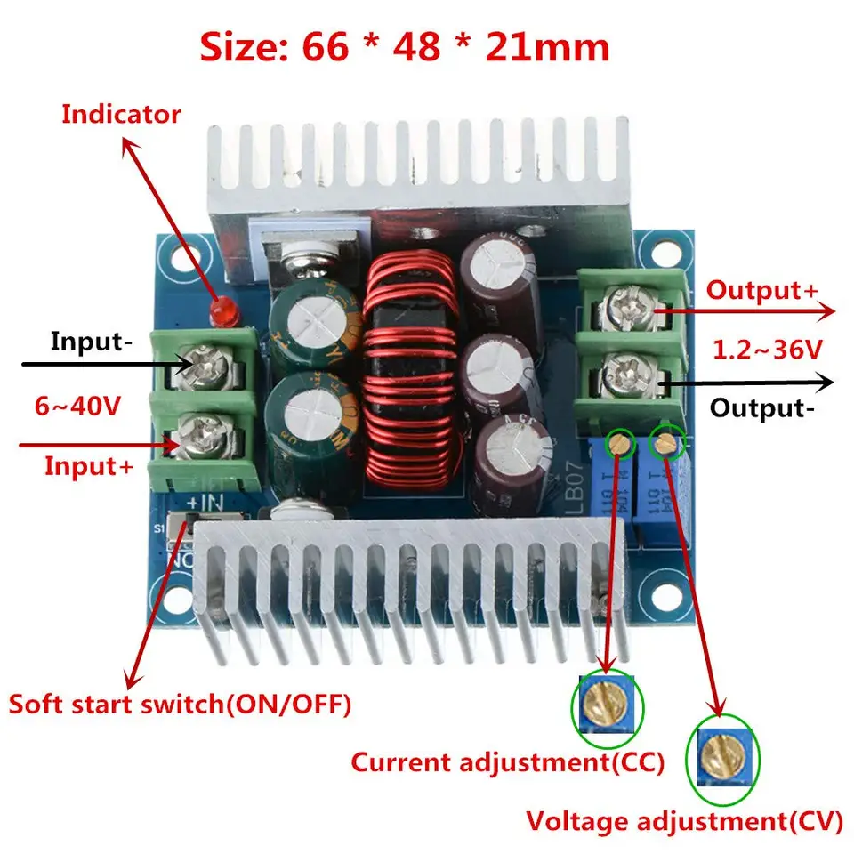C6 STEP down dc to dc 20a300w boost converter لوحة خافض جهد