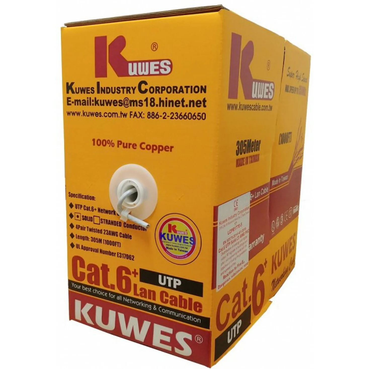 كابل الشبكة Cat6 من شركة Kuwes التايوانية بالمتر