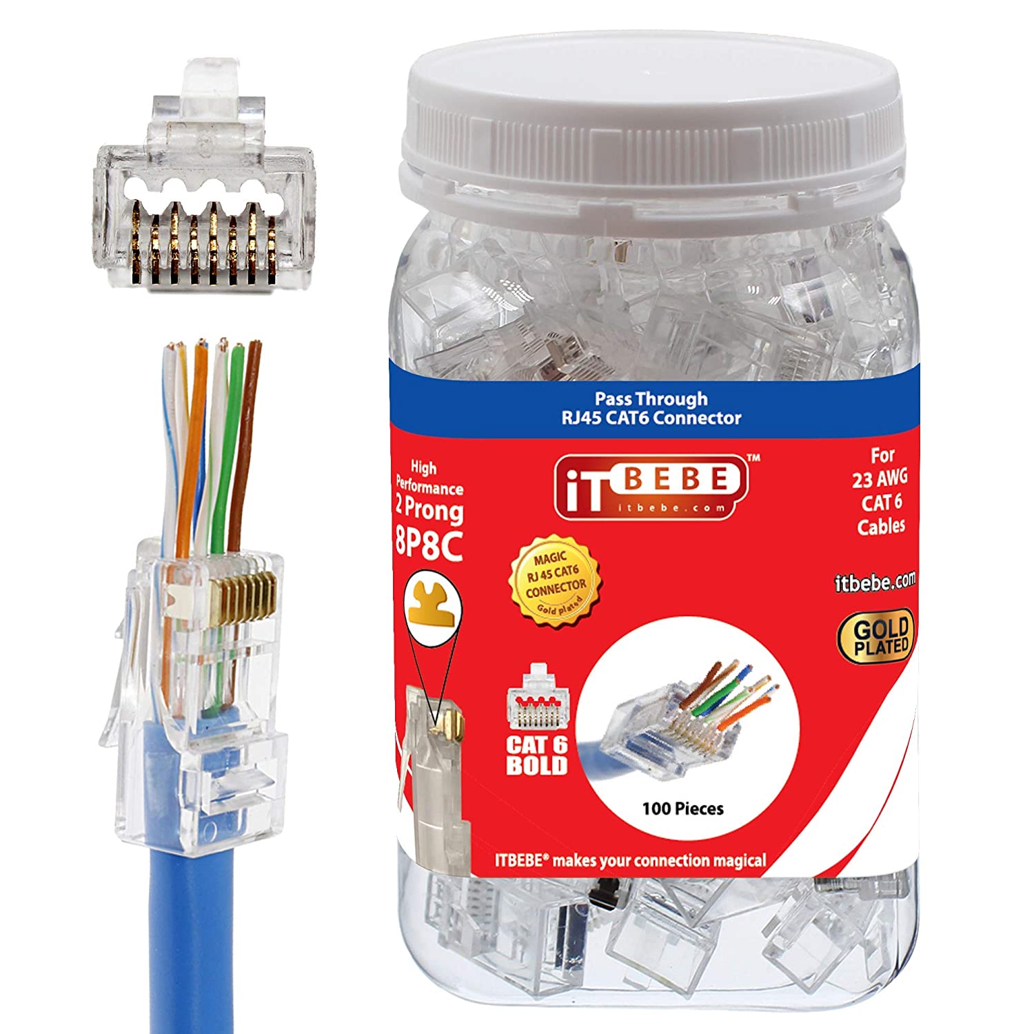 فيشة RJ45 Cat6 المعدنية (عبوة 100 قطعة) TYCO ELECTRONICS