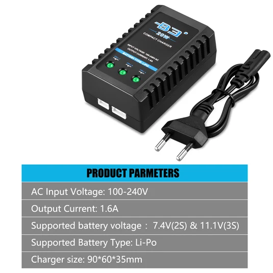 B3 Balance charger supports 2s-3s 20w lipo شاحن بتاريات