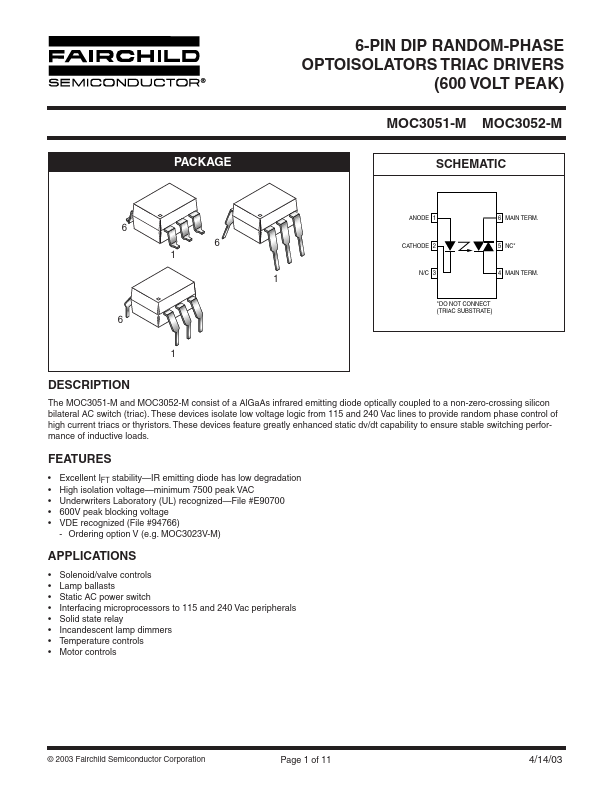 VY13- MOC3051 optocoupler