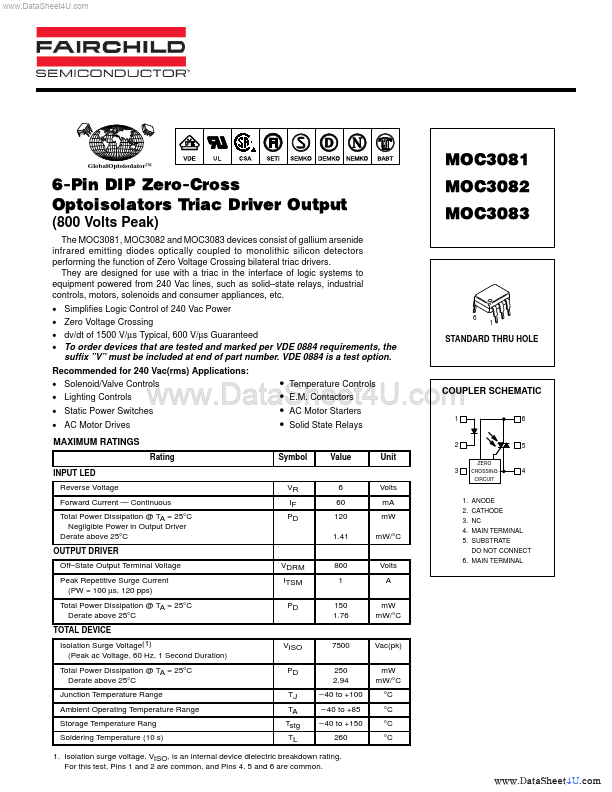 VY13 MOC3082 optocoupler عازل ضوئي