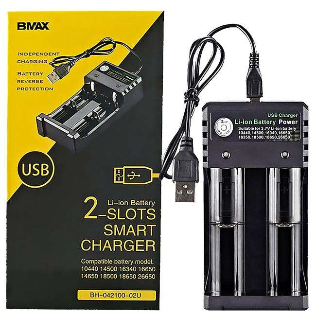 li-ion battery smart 2 charger  bmax 02u  شحن ثنائي 18650