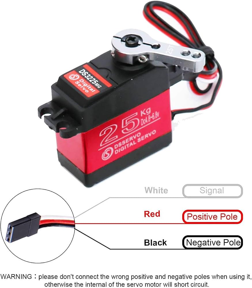 Y12 DS Metal Servo Motor 25KG 360 Degrees محرك سيرفو