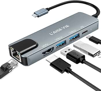 Type-c to  5 in 1 100mpds lan+typec+usb3+hdtv