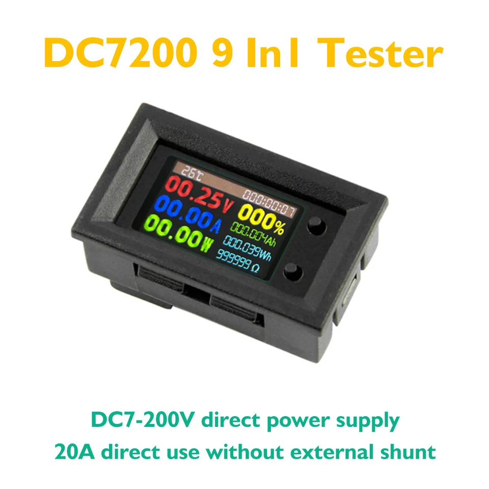TJ4 DC7200 7-200V Digital voltmeter ammeter 8 in 1 مقياس جهد وتيار رقمي
