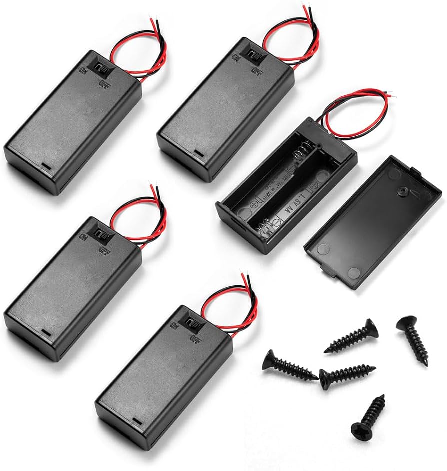 AAA-AA Battery Cell Box قاعدة بطاريات ثنائية مع مفتاح