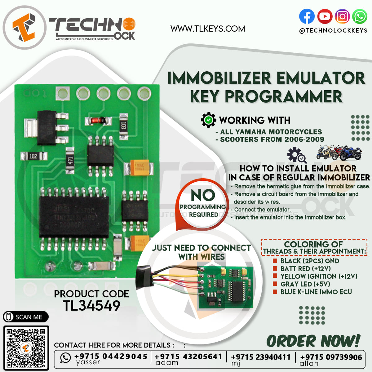 TK4-IMMO YAMAHA -HONDA BIKES AUTO KEY PROGRAMMER