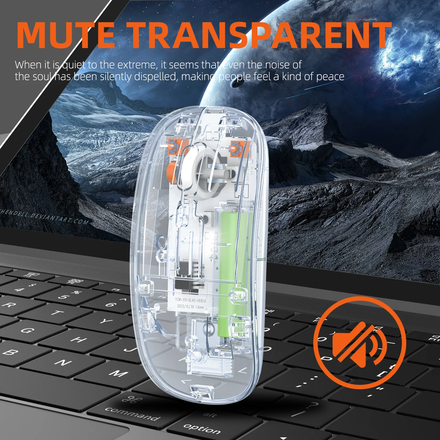 فارة ليزرية شفافة mouse wireless + bluetooth WB130  - شركة JERTECH