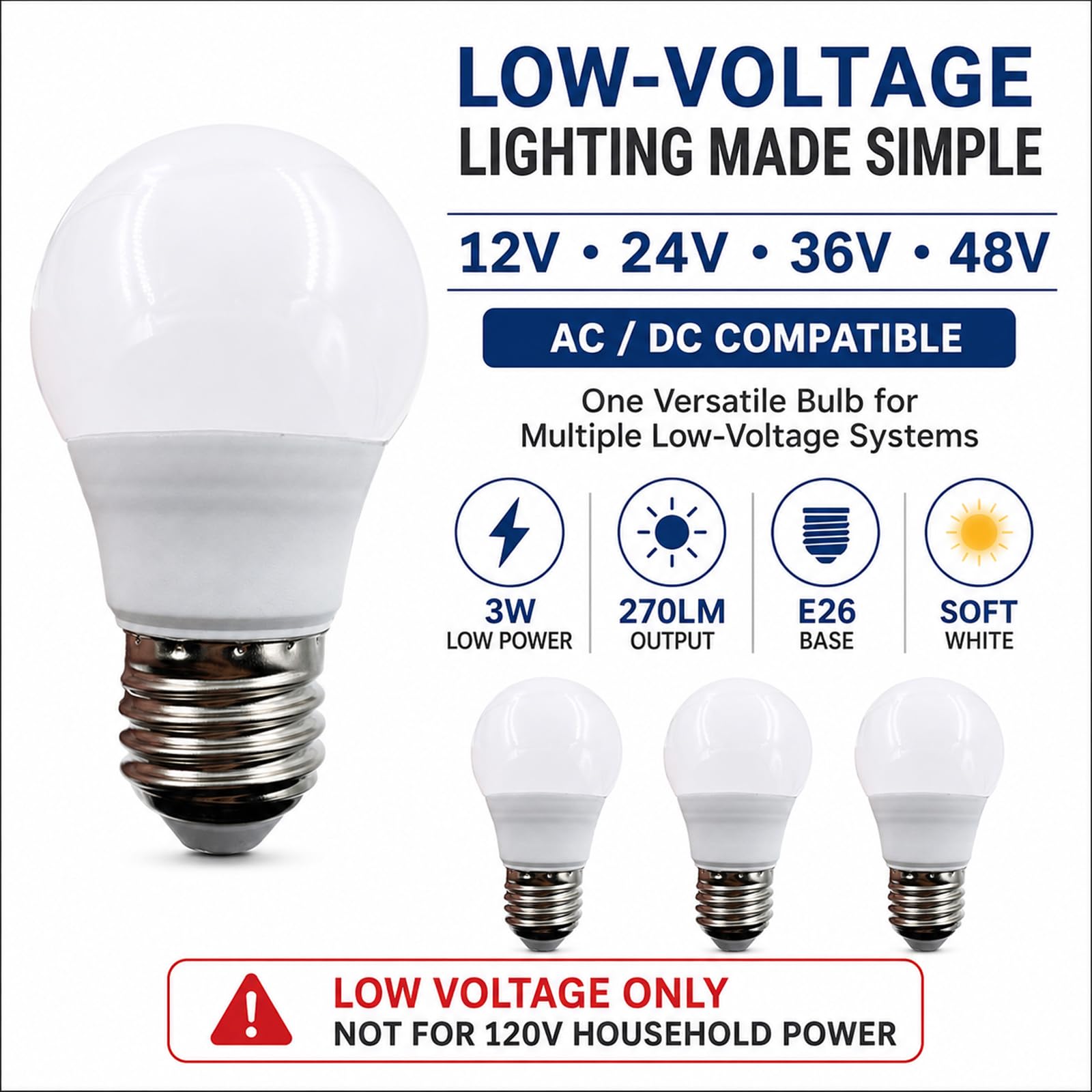 DC12V 15W LED Lamp with 3m Wire  لمبة ليد