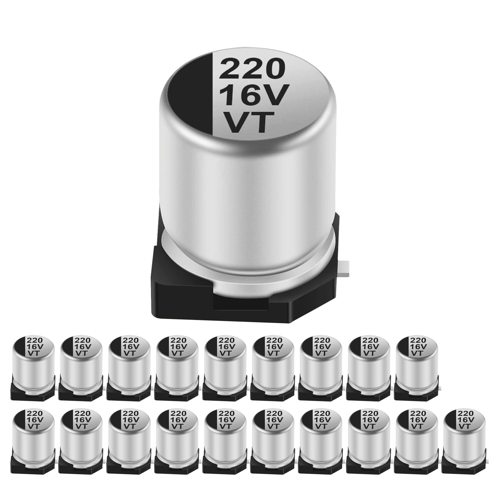 16v220uF SMD Electrolytic Capacitor مطبوع مكثف كيميائي