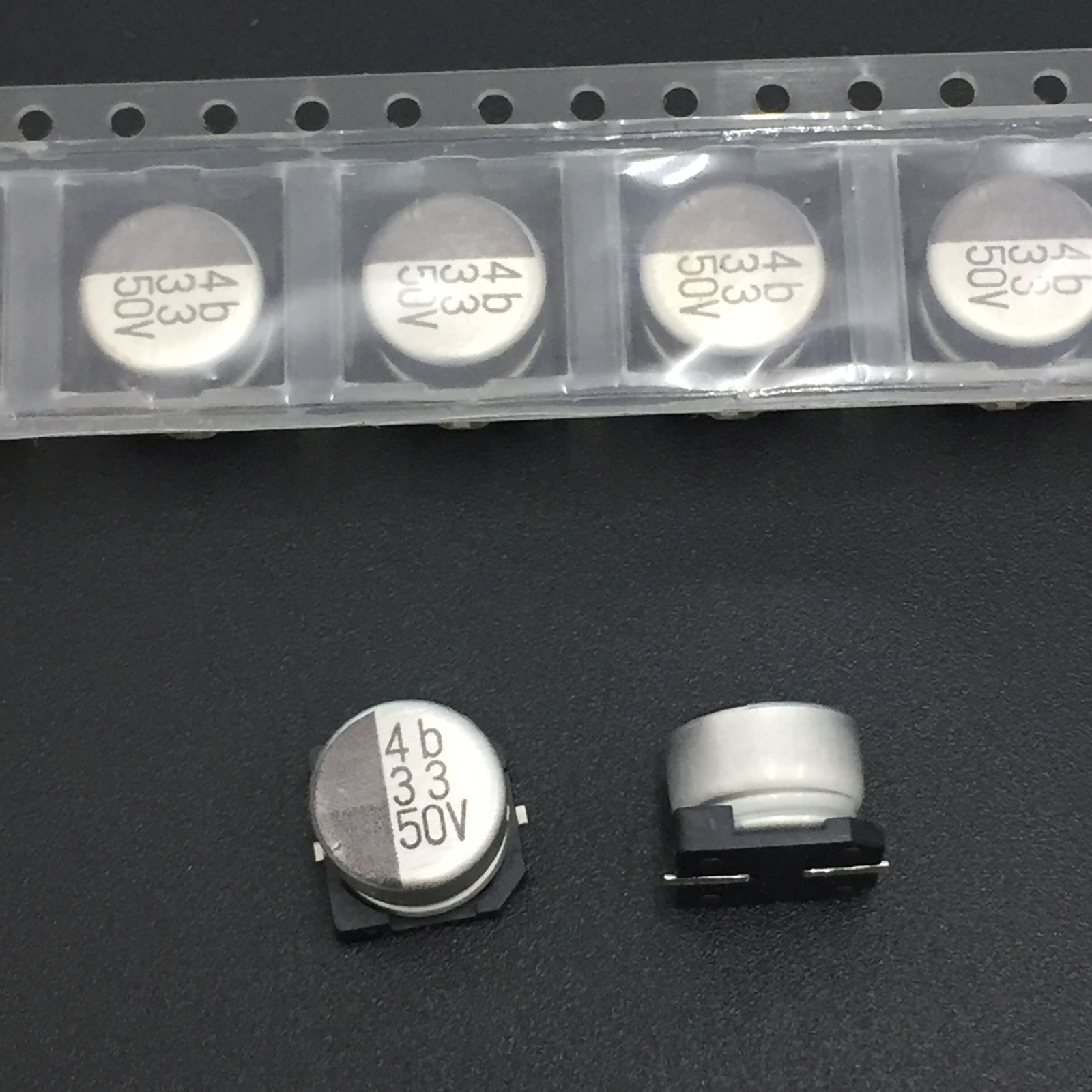 50v33uF SMD Electrolytic Capacitor  مطبوع مكثف كيميائي