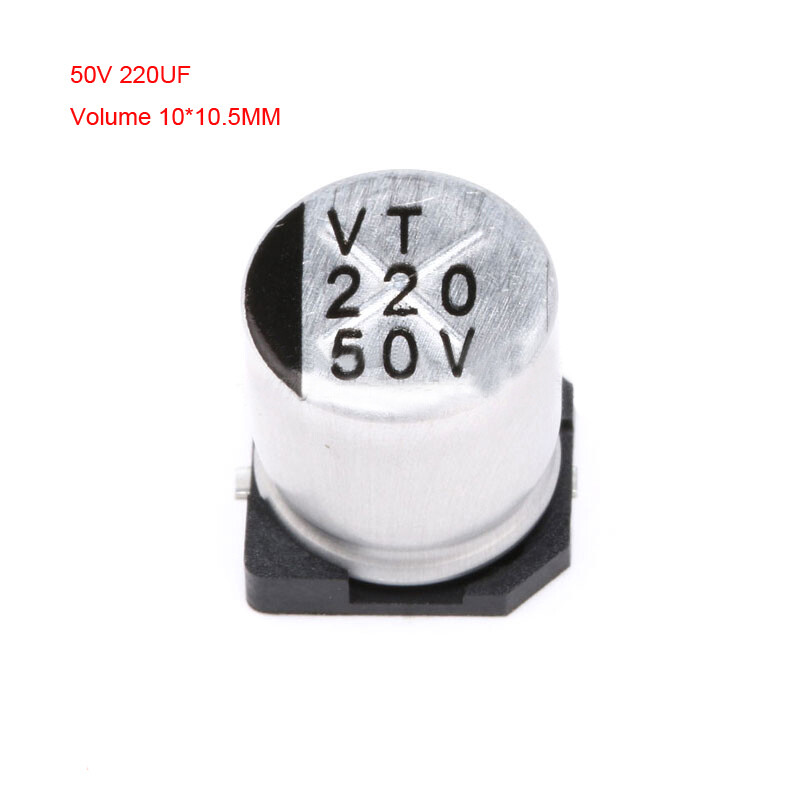 50v220uF SMD Electrolytic Capacitor مكثف كيميائي مطبوع