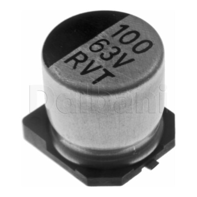 63v100uF SMD Electrolytic Capacitor مكثف كيميائي مطبوع