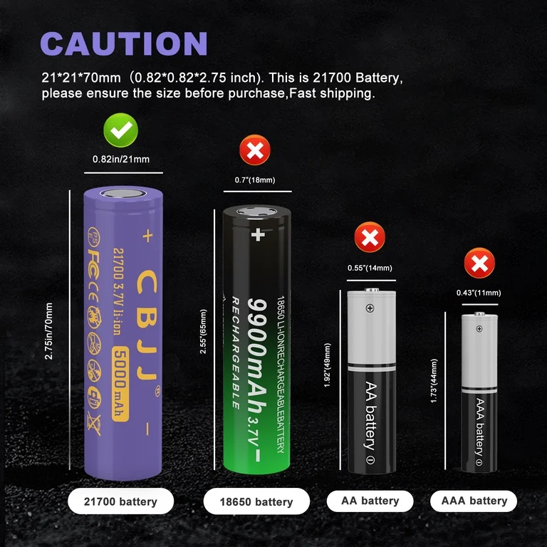 3.7 v 5000mah 21700 battery