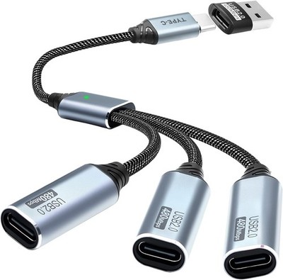 USB-C Male to 3 USB-C Female Hub
