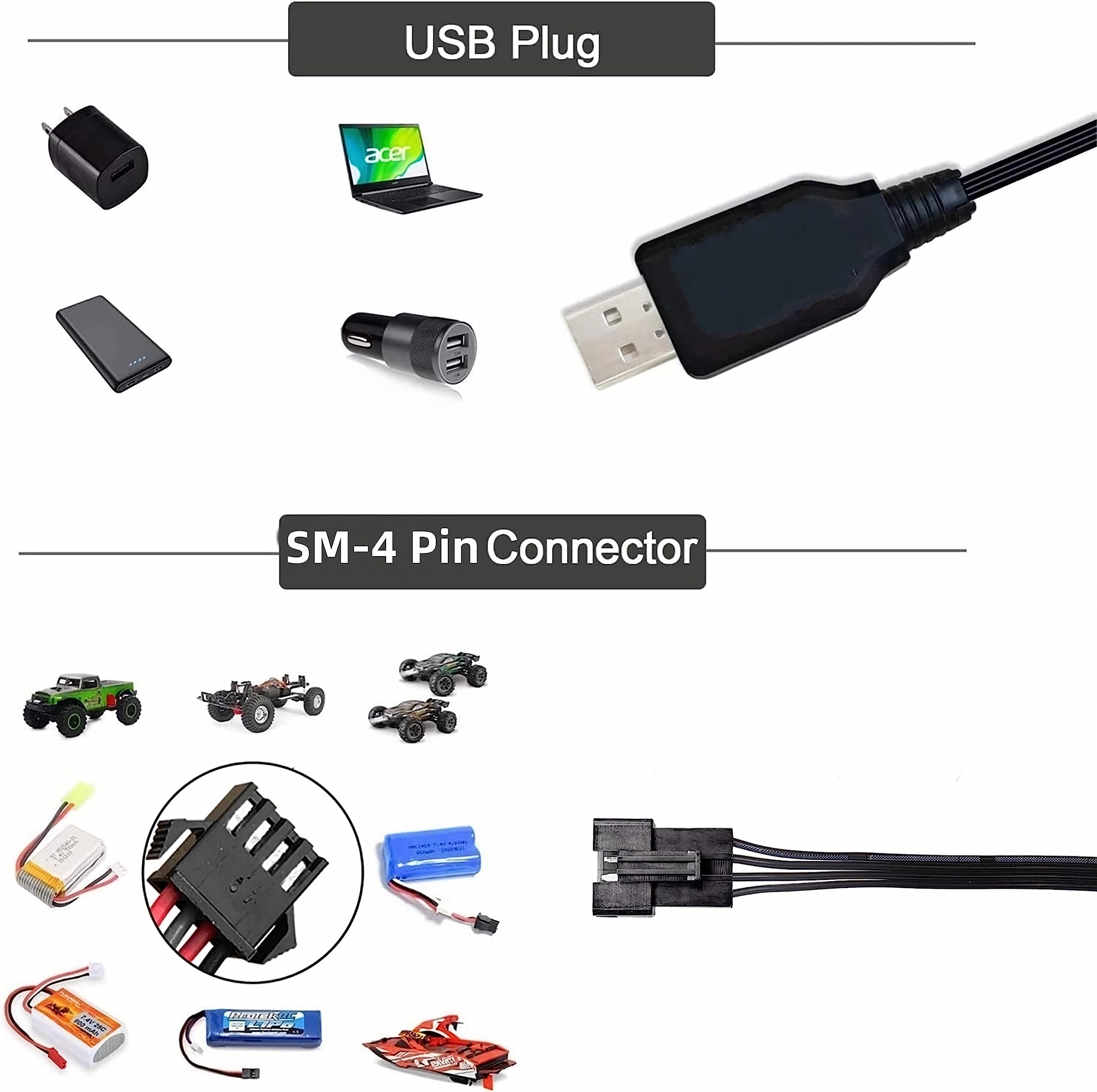 كابل شاحن العاب  2s 7.4v sm-4pin