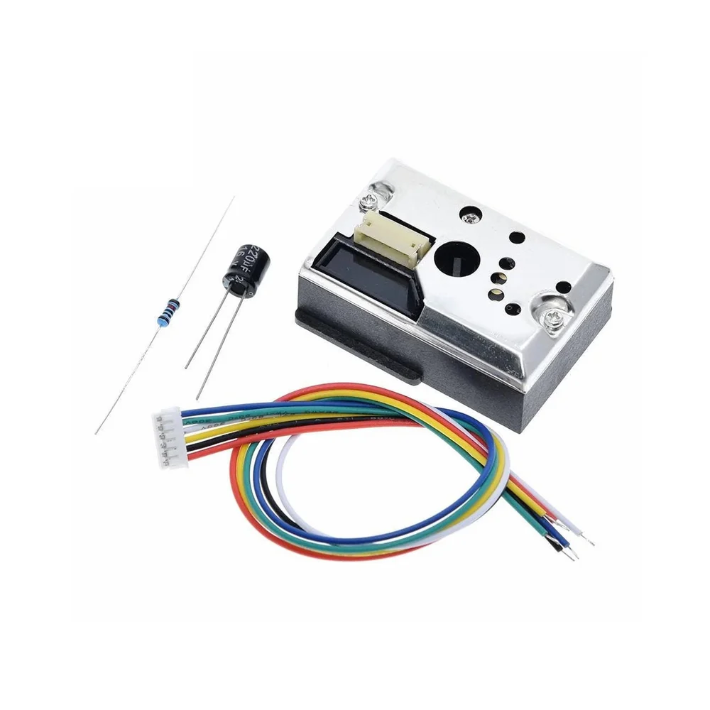 J1 PM2.5 GP2Y1010AU0F Dust Smoke 
Particle Sensor + Cable capacitor resistor مستشعر كشف الغبار وجزيئات الدخان البصري