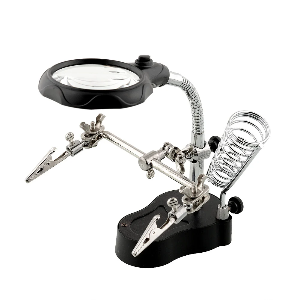 Helping Hand Magnifier LED With Soldering ٍStand عدسة لحام مكبرة TE-801