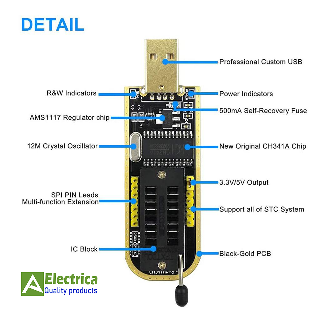 J3 CH341A USB  BIOS FLASH 24 25 Programer مبرمجة فلاشات البيوس